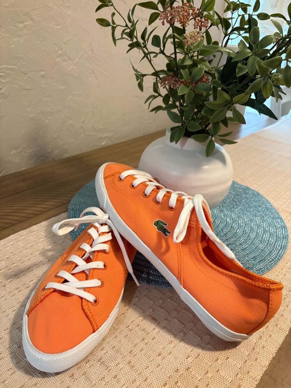 Lacoste Sport Orange Canvas Low Top Sneakers